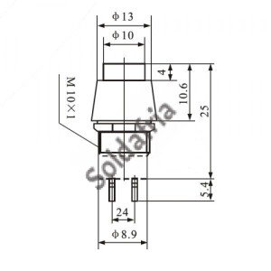 Chave Push Button DS-450 Vermelha Com Trava