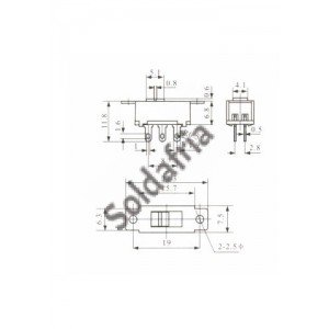 Chave HH 110/220V Pequena 6 Terminais (SS22G95) Sem Rosca Solda Placa