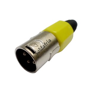 Plug Canon Macho Amarelo LS1001 3 Pinos (Comprimento 67,5mm)