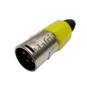 Plug Canon Macho Amarelo LS1001 3 Pinos (Comprimento 67,5mm)