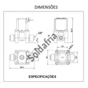 Válvula Solenoide VA 3/8 24Vdc Engate Rápido