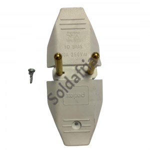 Plug de Tomada Macho 2P (2 Pinos) 10A Universal Branco Plug de Tomada Macho 2P (2 Pinos) 10A Universal Branco