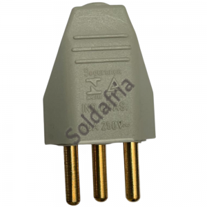 Plug de Tomada Macho 2P+T (3 Pinos) 20A Universal Cinza Plug de Tomada Macho 2P+T (3 Pinos) 20A Universal Cinza