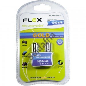 Pilha Pequena Recarregável AAA 1,5V 1000mA Cart. Com 2 pilhas Pilha Pequena Recarregável AAA 1,5V 1000mA Cart. Com 2 pilhas
