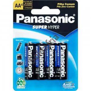 Pilha Pequena AA 1,5V Panasonic Cartela Com 4 pilhas