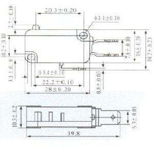 Chave Micro Switch KW11-7-6 Terminais Espaçados