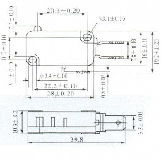 Chave Micro Switch KW11-7-6 Terminais Espaçados Chave Micro Switch KW11-7-6 Terminais Espaçados