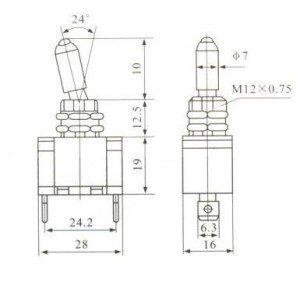 Chave Alavanca ASW-07 Sem Led 2 Terminais Sem Parafuso