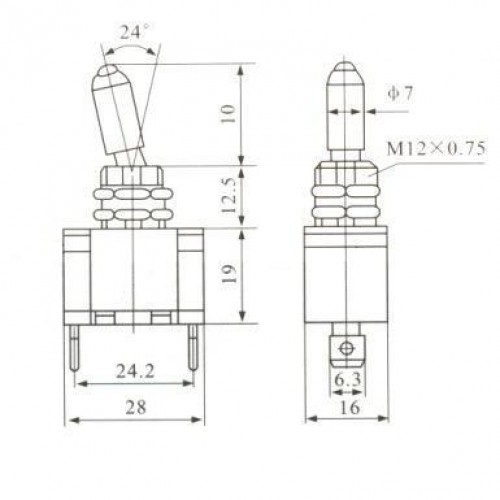 Chave Alavanca ASW-07 Sem Led 2 Terminais Sem Parafuso Chave Alavanca ASW-07 Sem Led 2 Terminais Sem Parafuso