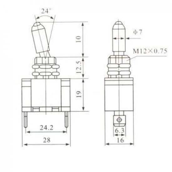 Chave Alavanca ASW-07 Sem Led 2 Terminais Sem Parafuso Chave Alavanca ASW-07 Sem Led 2 Terminais Sem Parafuso