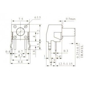 Chave Tactil KFC-A06-W1-12,5mm 4T 90 Graus Chave Tactil KFC-A06-W1-12,5mm 4T 90 Graus