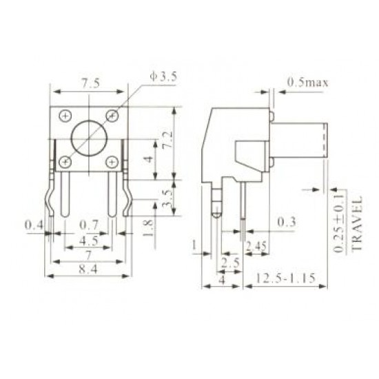 Chave Tactil KFC-A06-W1-12,5mm 4T 90 Graus Chave Tactil KFC-A06-W1-12,5mm 4T 90 Graus