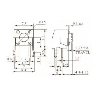 Chave Tactil KFC-A06-W1-4,3mm 4 Terminais 90 Graus Chave Tactil KFC-A06-W1-4,3mm 4 Terminais 90 Graus