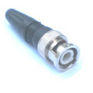 Conector ou Plug BNC Macho Para Solda Reto 180 Graus Com Capa Plástica HBN-100 