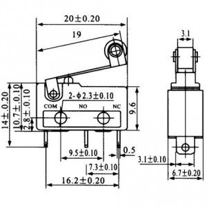 Chave Micro Switch KW11-3Z-5 3T - 17MM Com Roda