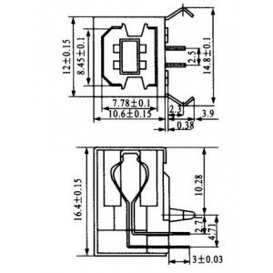 Conector USB-B Femea YH-USB03 Conector USB-B Femea YH-USB03
