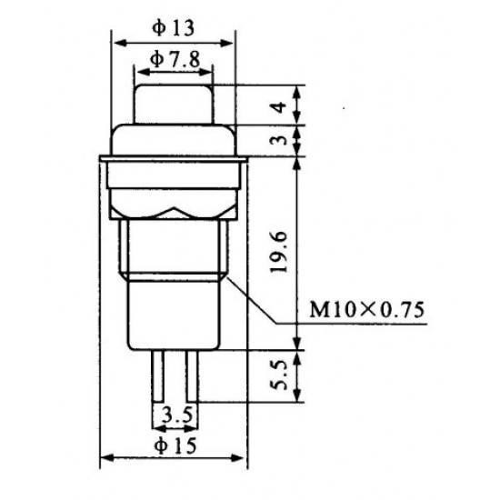 Chave Push Button DS-213 Sem Trava Verde Chave Push Button DS-213 Sem Trava Verde