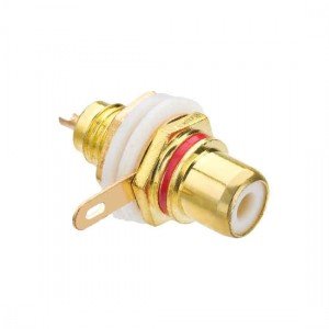 Jack RCA Para Painel Vermelho Gold (Dourado) Jack RCA Para Painel Vermelho Gold (Dourado)