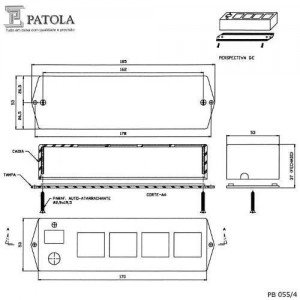 Caixa Patola PB-055/4 Para 4 Tomadas 37x52x162mm Caixa Patola PB-055/4 Para 4 Tomadas 37x52x162mm