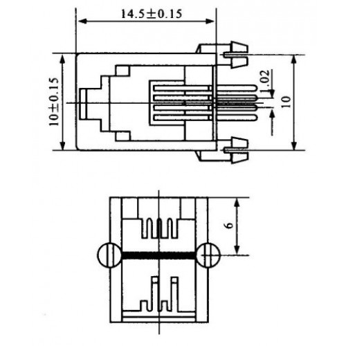 Jack RJ11 4P4C YH55-01 Para Placa Jack RJ11 4P4C YH55-01 Para Placa