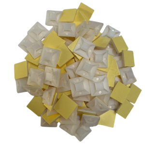 Fixador Adesivo Branco Para Abraçadeira 25x25mm com 100 pçs