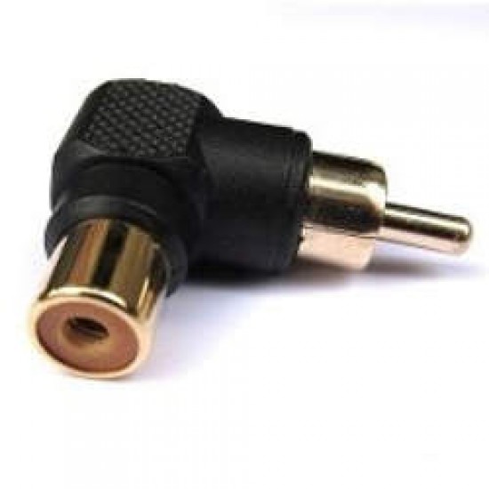 Adaptador Plug RCA 90 Graus Para Jack RCA Preto Gold Adaptador Plug RCA 90 Graus Para Jack RCA Preto Gold