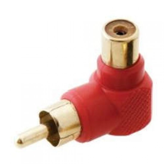 Adaptador Plug RCA 90 Graus Para Jack RCA Vermelho Gold Adaptador Plug RCA 90 Graus Para Jack RCA Vermelho Gold