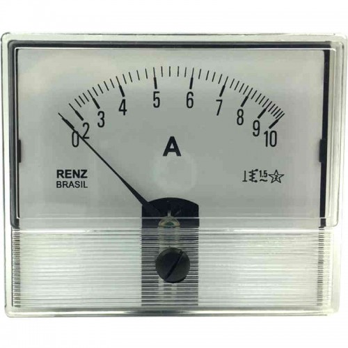Amperímetro Analógico Renz FM-86A 0 a 10A - CA - Ferro Móvel Cristal Amperímetro Analógico Renz FM-86A 0 a 10A - CA - Ferro Móvel Cristal
