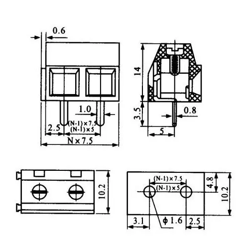 Borne KF-128 3 Terminais (KRE3/WD-128 3T) 180 Graus Borne KF-128 3 Terminais (KRE3/WD-128 3T) 180 Graus