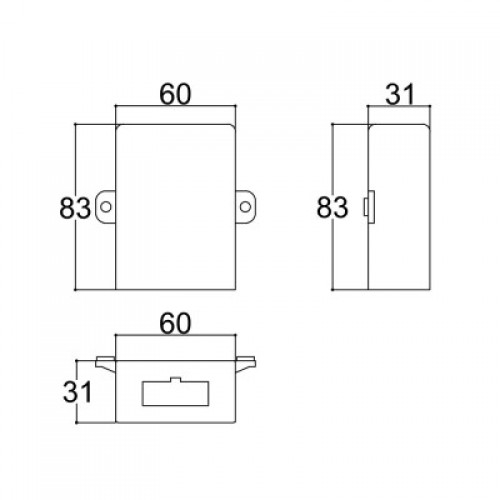 Caixa Patola CP-018 Com Furo Para Conector 31x60x82mm Caixa Patola CP-018 Com Furo Para Conector 31x60x82mm