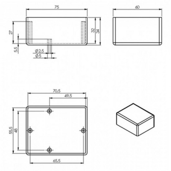 Caixa Patola PB-075 35x60x75mm Caixa Patola PB-075 35x60x75mm