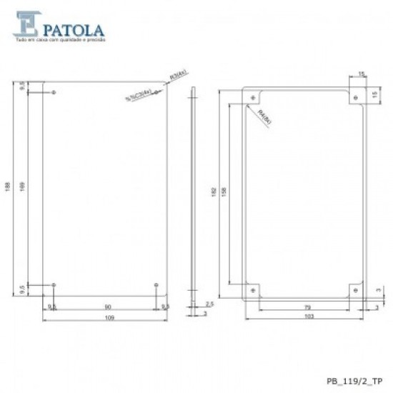 Caixa Patola PB-119/2 52x110x190 Caixa Patola PB-119/2 52x110x190