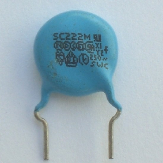 Capacitor Ceramico Y5V 2,2nF X 250VAC Azul (2K2/2,2Kpf/222) Capacitor Ceramico Y5V 2,2nF X 250VAC Azul (2K2/2,2Kpf/222)