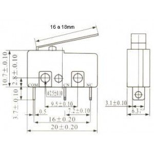 Chave Micro Switch KW11-3Z-5-3T - 18MM