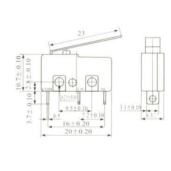 Chave Micro Switch KW11-3Z-5-3T - 23MM Chave Micro Switch KW11-3Z-5-3T - 23MM