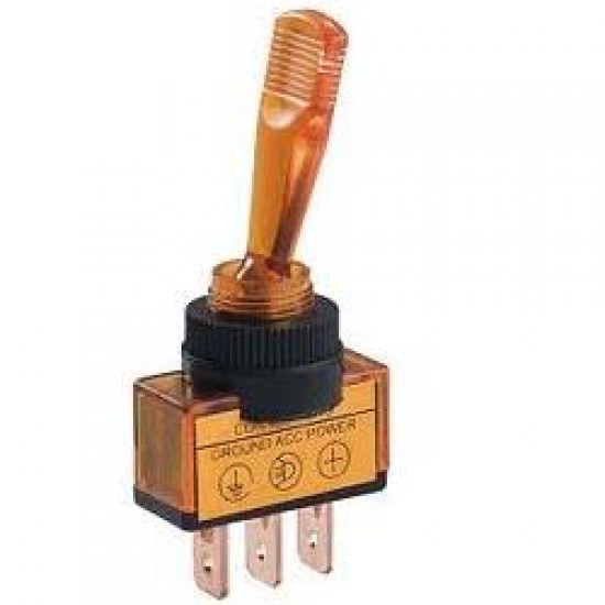 Chave Alavanca ASW-13D Amarela 3T 12V Com Lâmpada Chave Alavanca ASW-13D Amarela 3T 12V Com Lâmpada