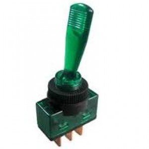 Chave Alavanca ASW-13D Verde 3T 12V Com Lâmpada