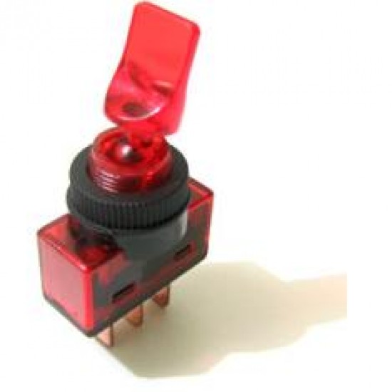 Chave Alavanca ASW-14D Vermelha 3T 12V Com Lâmpada Chave Alavanca ASW-14D Vermelha 3T 12V Com Lâmpada