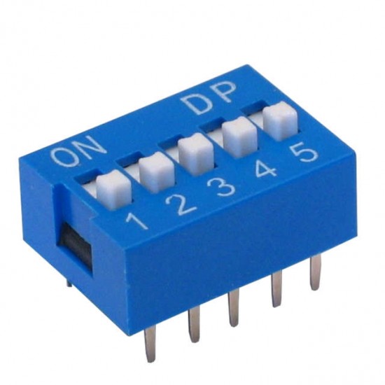 Chave Dip Switch 5 Vias 180 Graus (KF1001-05) Chave Dip Switch 5 Vias 180 Graus (KF1001-05)