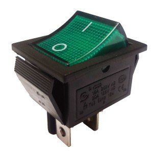 Chave Gangorra KCD4-201C Verde Pulsante 2T NA Com Marcação Chave Gangorra KCD4-201C Verde Pulsante 2T NA Com Marcação