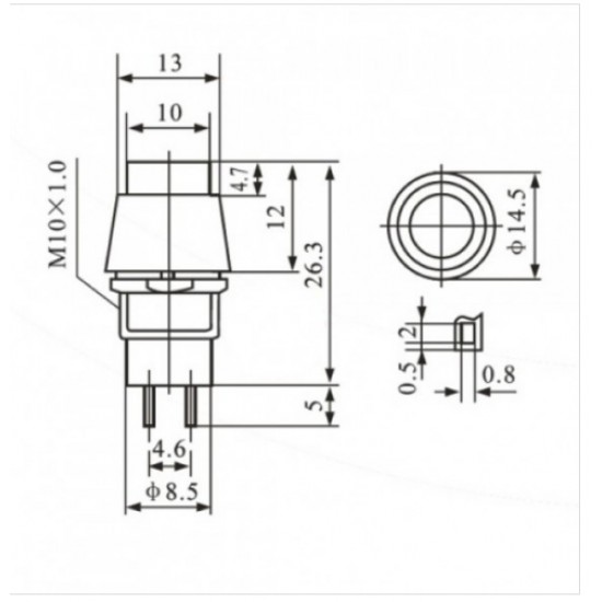 Chave PBS-11B Preta Sem Trava 2T (Tipo Push Button) Chave PBS-11B Preta Sem Trava 2T (Tipo Push Button)
