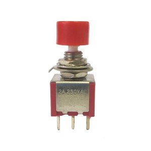 Chave Push Button DS-612 Sem Trava Vermelha