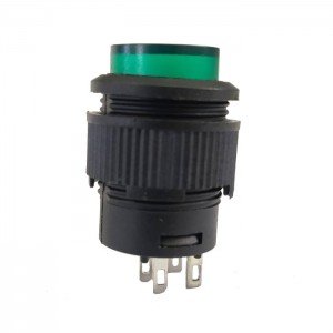 Chave Push Button R16-503BD Sem Trava Com Led Verde 4T