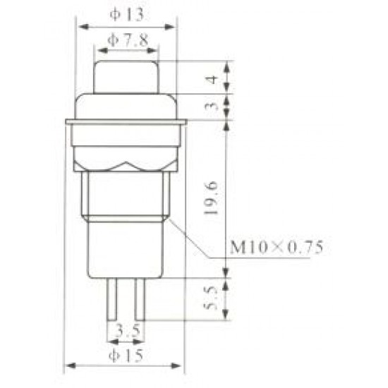 Chave Push Button DS-211 Com Trava Preta Chave Push Button DS-211 Com Trava Preta