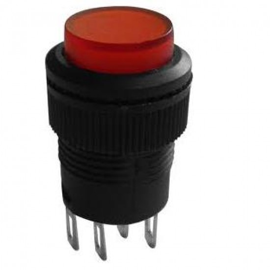 Chave Push Button R16-503BD Sem Trava Com Led Vermelha 4T Chave Push Button R16-503BD Sem Trava Com Led Vermelha 4T