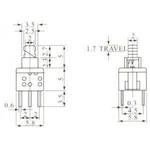 Chave Botão 5,8x5,8 Mm Sem Trava Chave Botão 5,8x5,8 Mm Sem Trava