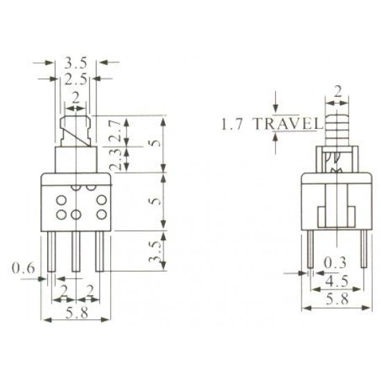 Chave Botão 5,8x5,8 Mm Sem Trava Chave Botão 5,8x5,8 Mm Sem Trava