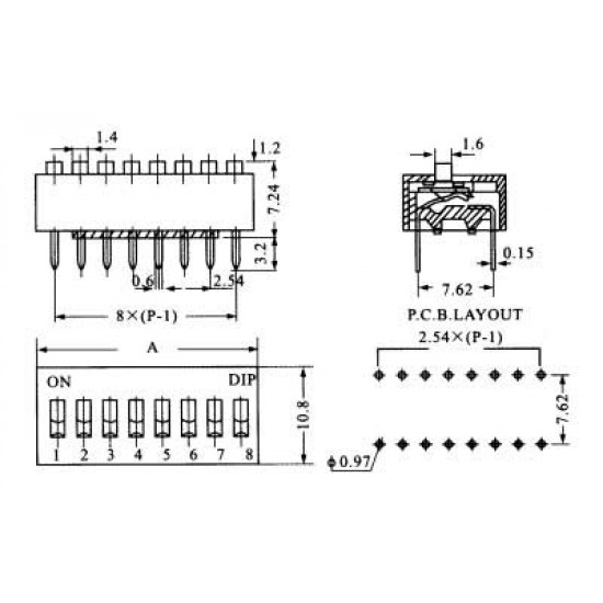Chave Dip Switch 2 Vias 180 Graus (KF1001-02) Chave Dip Switch 2 Vias 180 Graus (KF1001-02)