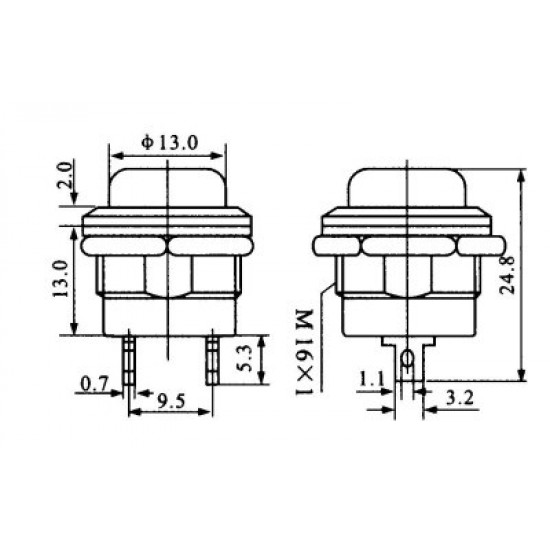 Chave Push Button R13-507 Sem Trava Verde Chave Push Button R13-507 Sem Trava Verde
