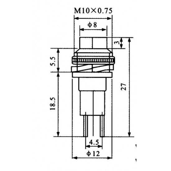 Chave Push Button DS-316 Sem Trava Vermelha Chave Push Button DS-316 Sem Trava Vermelha